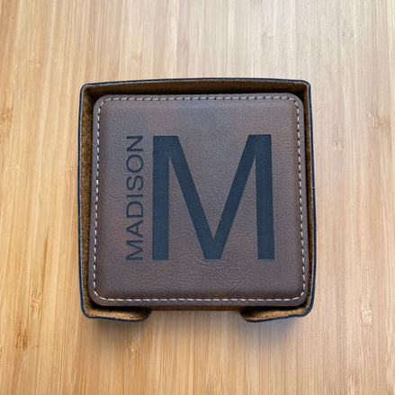 Personalized Square Leatherette Coasters