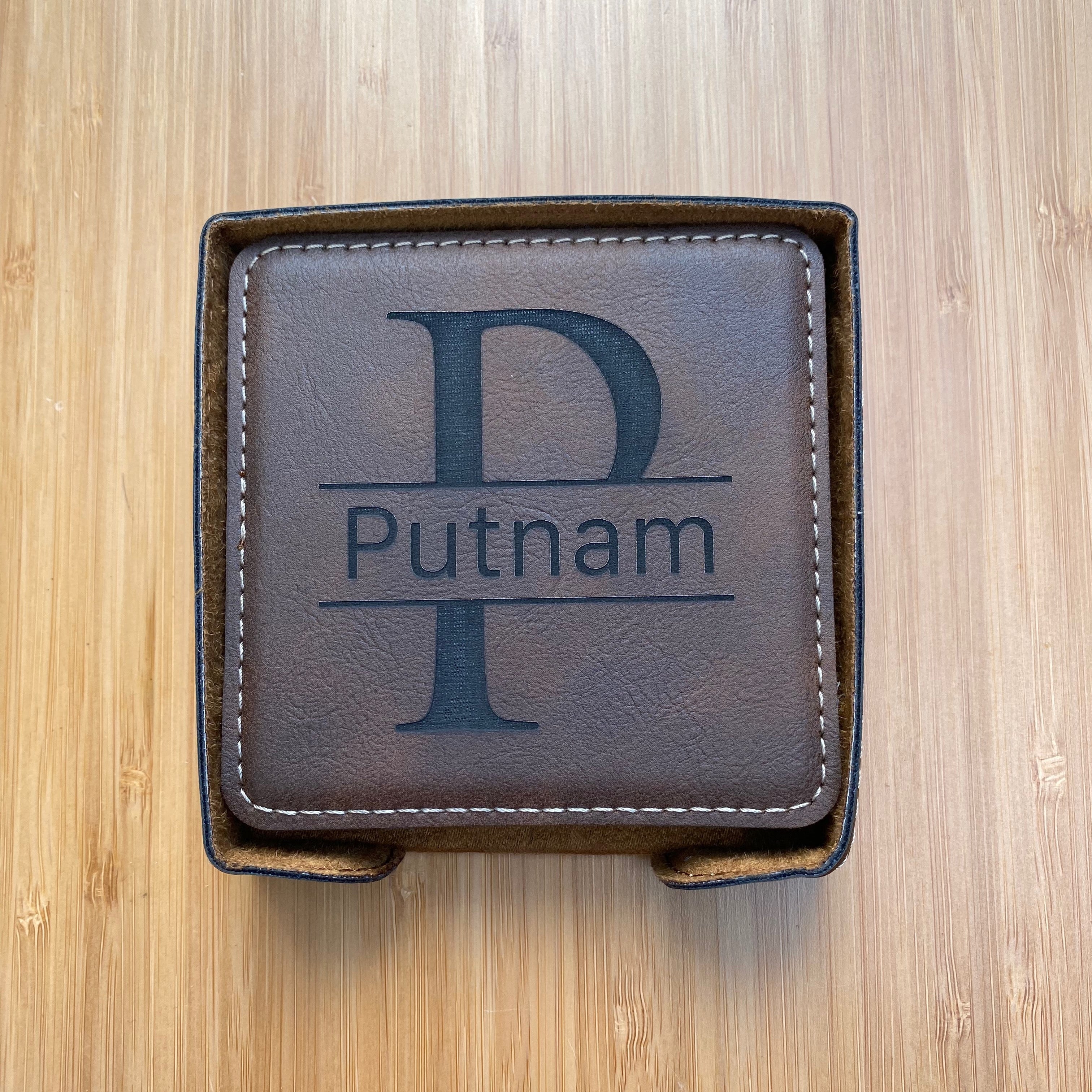 Personalized Square Leatherette Coasters
