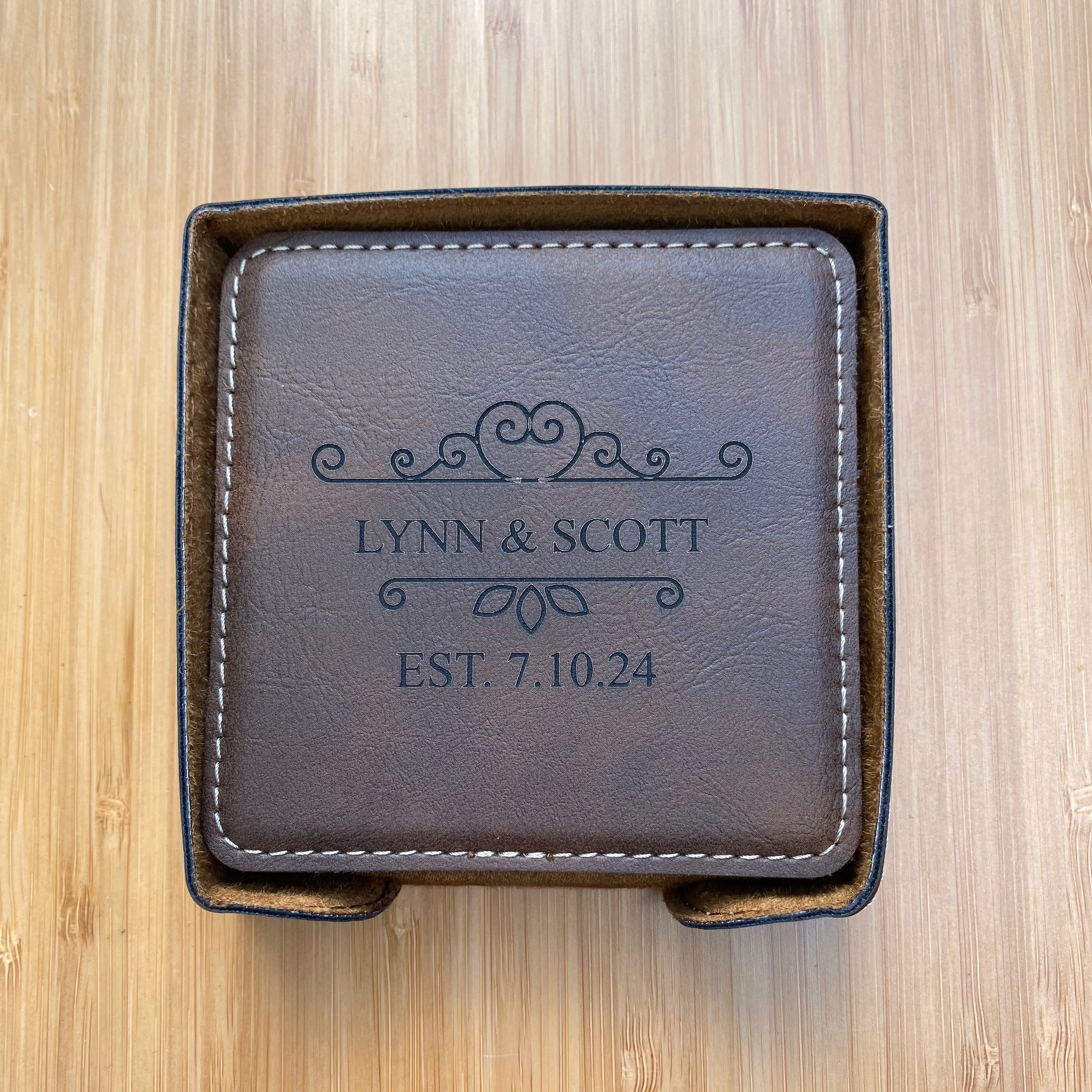 Personalized Square Leatherette Coasters