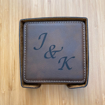 Personalized Square Leatherette Coasters