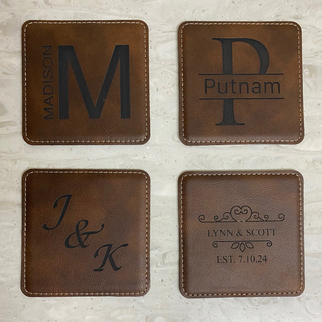 Personalized Square Leatherette Coasters