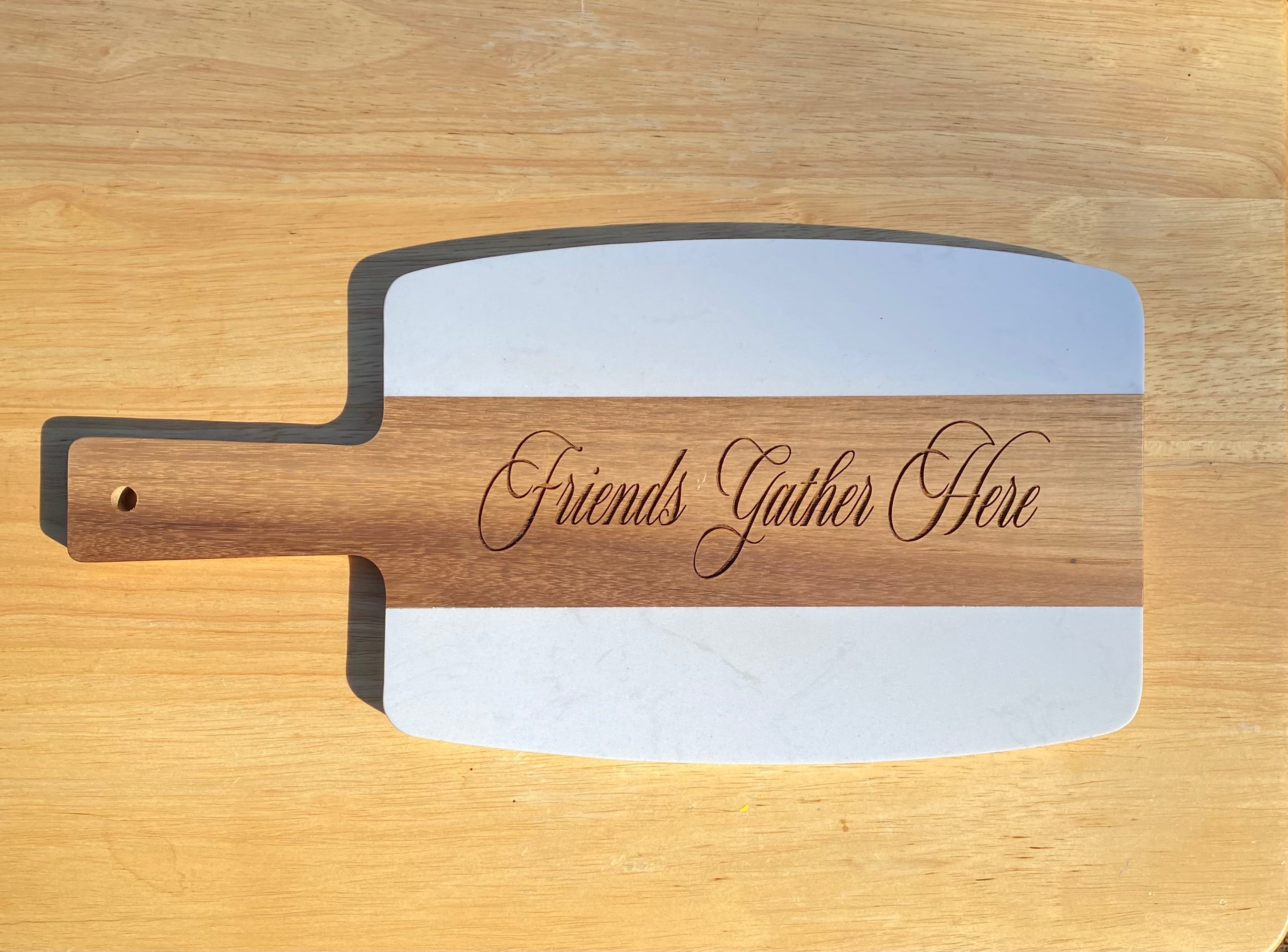 Personalized Acacia Wood and Marble Serving Board